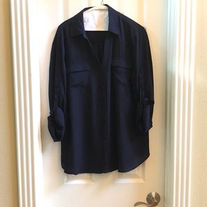 Navy button up dress shirt tunic - sz XL